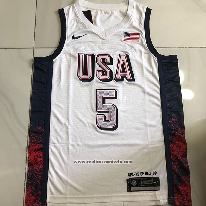 Camiseta USA 2024 Anthony Edwards #5 Blanco